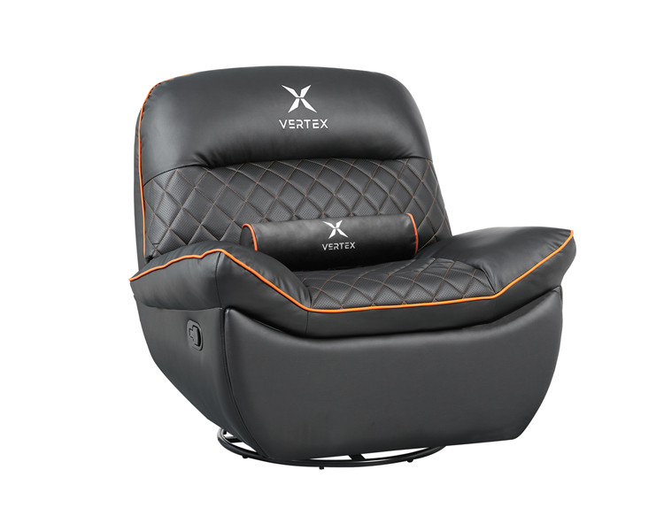 Gaming Chair: Vertex Throne Gaming Sofa Black/Orange PVC